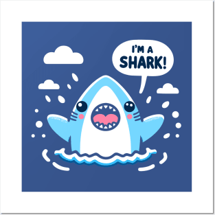 Cheerful I'm A Shark! Sharky Posters and Art